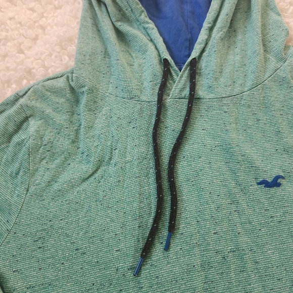 Hollister Men Sz M Hoodie Drawstring Lightweight Blue Teal Cotton Blend Pullover - Picture 6 of 12